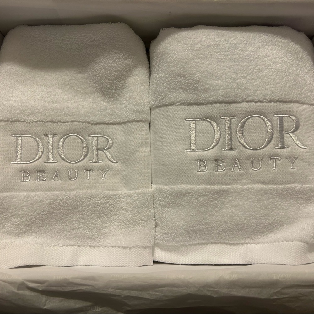 Dior Beauty Face and Hand Towel Set- Tissue Paper Ribbons and Box Included